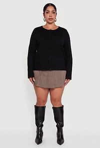 Plus Long Sleeve Button Front Cardigan