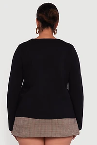 Womens Plus Long Sleeve Button Front Cardigan, 4X