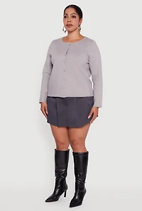 Plus Long Sleeve Button Front Cardigan