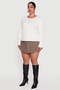 Plus Long Sleeve Button Front Cardigan