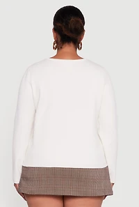 Plus Long Sleeve Button Front Cardigan