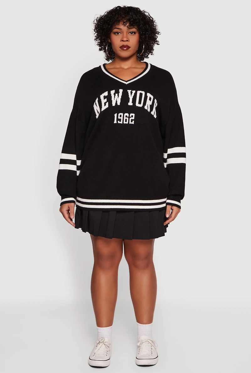 Plus Oversized New York 1962 Graphic Sweater