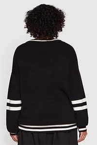 Womens Plus Size Oversized New York 1962 Graphic Sweater, Black, Size 3X