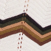 Plus Pointelle Knit Chevron V Neck Button Front Cardigan