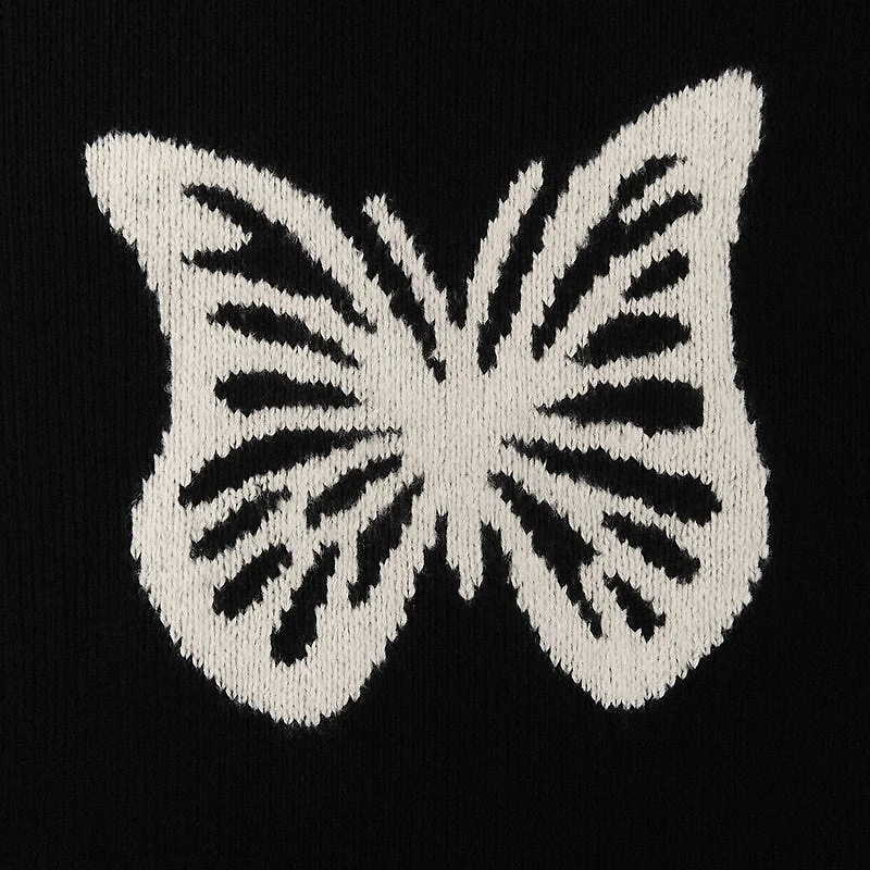 Plus Butterfly Tufted Knit Crew Neck Sweater