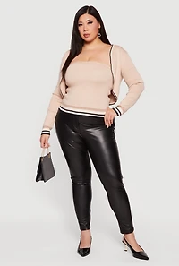 Womens Plus Size Open Front Cropped Cardigan with Tube Top, Beige, Size 2X