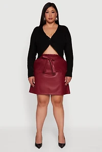 Plus One Button Long Sleeve Cropped Cardigan