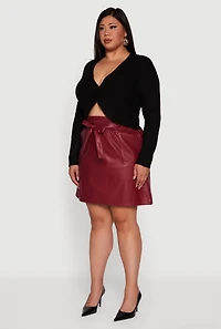 Plus One Button Long Sleeve Cropped Cardigan