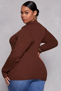 Plus Johnny Collar Long Sleeve Sweater