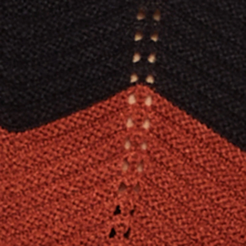 Plus Color Block Chevron Frayed Pointelle Sweater