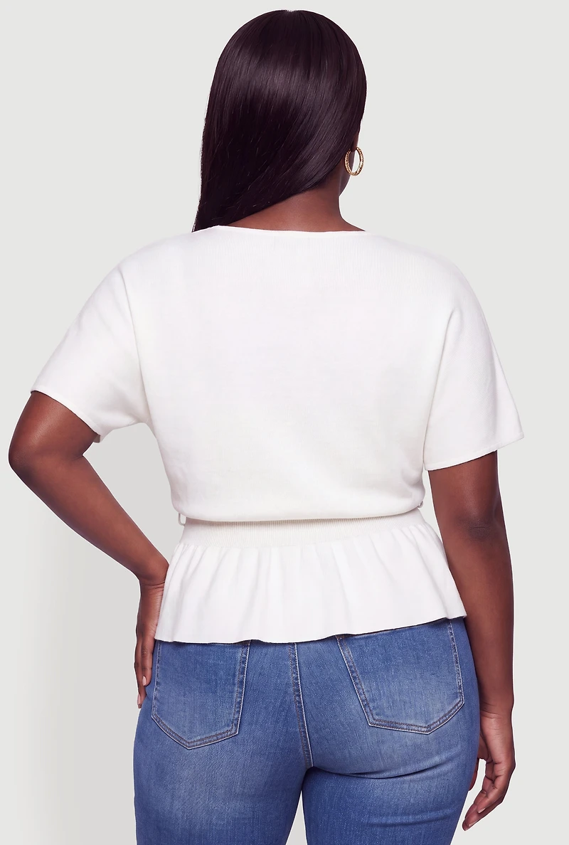 Plus Belted Peplum Top