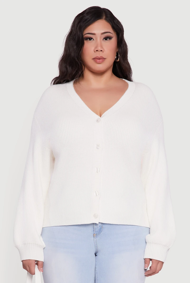 Plus Knitted Button Front Cardigan