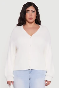 Plus Knitted Button Front Cardigan