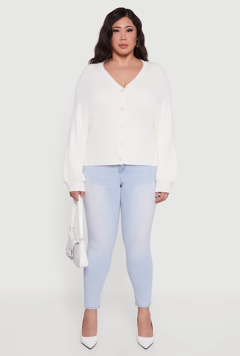 Plus Knitted Button Front Cardigan