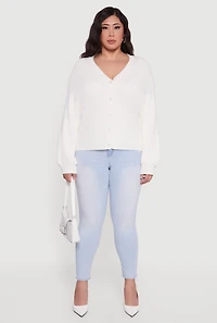 Plus Knitted Button Front Cardigan