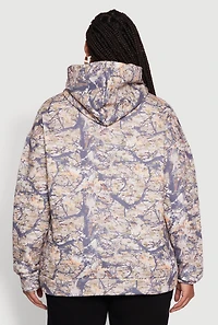 Womens Plus Size Hunter Camo Print Hoodie with Kangaroo Pocket, Multi, Size 1X