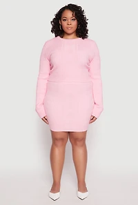 Plus Daisy Cable Knit Pencil Skirt