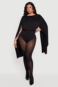 Plus Ruched Draped Cape Bodysuit