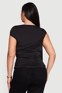 Plus Metallic Detail Side Ruched Blouse