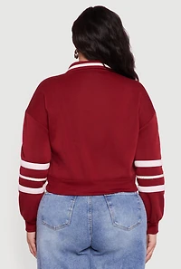 Plus Color Blocked Crop Polo Sweatshirt
