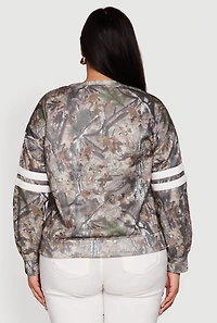 Womens Plus Size Almost Famous Camo Graphic Pullover Sweatshirt, Brown, Size 1X