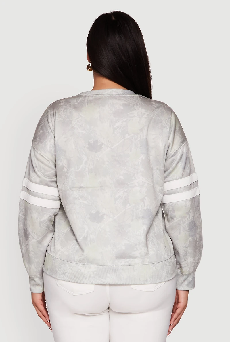 Plus Almost Famous Camo Graphic Pullover Sweatshirt