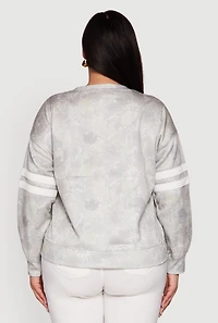 Plus Almost Famous Camo Graphic Pullover Sweatshirt