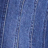 Plus Denim Corset Detail Button Down Long Sleeve Blouse