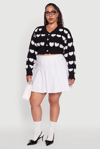 Womens Plus Heart Graphic Button Front Cardigan,