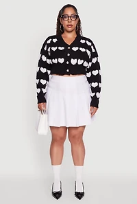 Womens Plus Heart Graphic Button Front Cardigan, 3X
