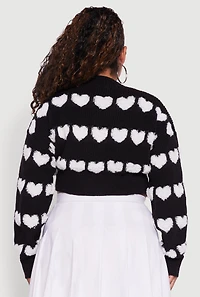 Womens Plus Heart Graphic Button Front Cardigan,