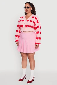 Womens Plus Heart Graphic Button Front Cardigan, Pink,