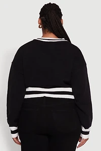 Womens Plus Size Daisy Brooklyn New York Cropped Sweater, Black, Size 3X