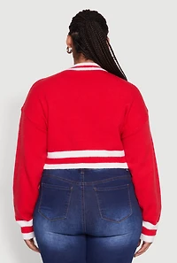 Womens Plus Size Daisy Brooklyn New York Cropped Sweater, Red, Size 3X