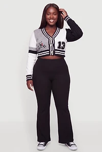Plus Varsity Graphic Cropped Cardigan