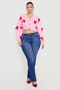 Plus Bow Detail Button Front Cardigan