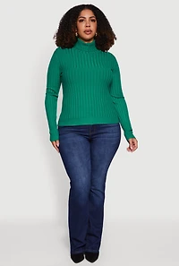Womens Plus Ribbed Knit Turtleneck Sweater, 1X