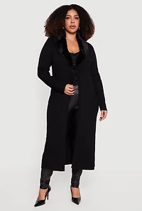 Plus Almost Famous Tie Front Long Cardigan