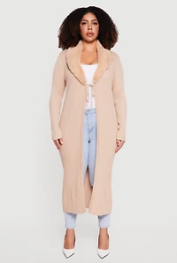 Womens Plus Almost Famous Tie Front Long Cardigan,