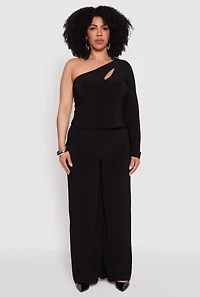 Womens Plus Wide Waist Palazzo Pants, 1X