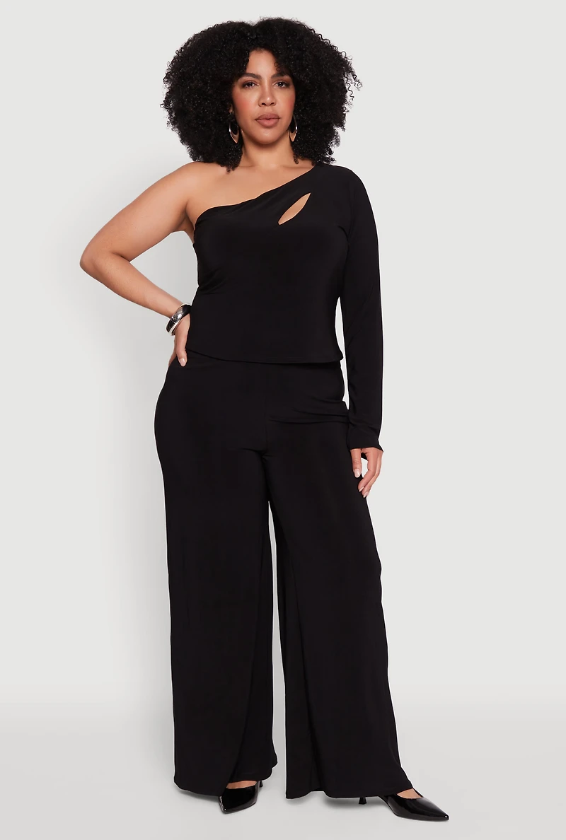 Womens Plus Wide Waist Palazzo Pants, 1X