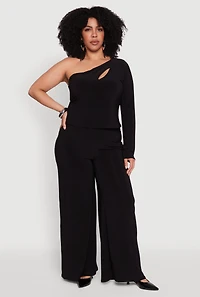 Womens Plus Wide Waist Palazzo Pants, 1X