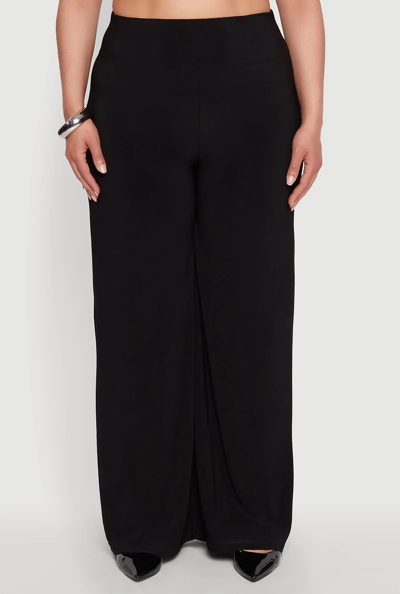 Womens Plus Wide Waist Palazzo Pants, 1X