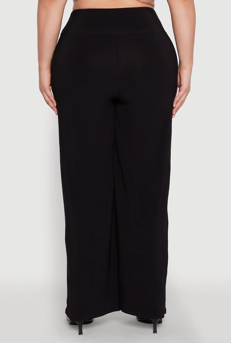 Womens Plus Wide Waist Palazzo Pants, 1X