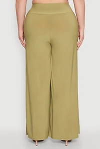 Womens Plus Size Wide Waist Palazzo Pants, Green, Size 2X