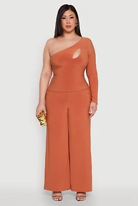 Womens Plus Size Wide Waist Palazzo Pants, Orange, Size 3X