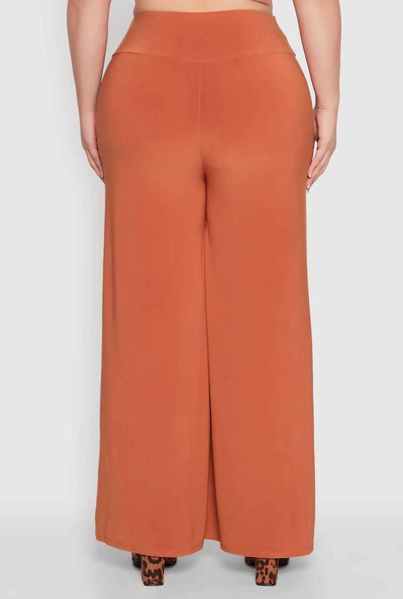 Womens Plus Size Wide Waist Palazzo Pants, Orange, Size 3X