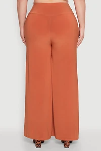 Womens Plus Size Wide Waist Palazzo Pants, Orange, Size 3X