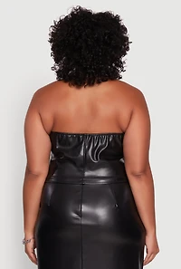 Womens Plus Size Faux Leather Halter Vest, Black, Size 2X