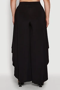 Womens Plus Size Stylish High-Waisted Tulip Leg Palazzo Pants, Black, Size 3X